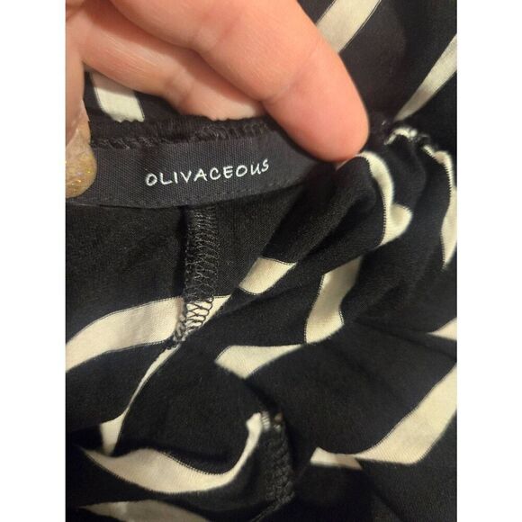 Olivaceous Womens Size Medium Black/White Striped Asymmetrical Halter Dress - Picture 4 of 6